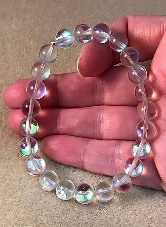 TAURISH Natural Angel Aura Quartz Bracelet 8mm Beads 7.5 Inches Stretchable Length Handmade Healing Crystal Jewelry for Women & Men - Image 5